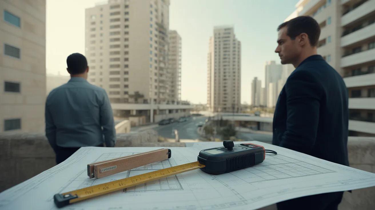 כלי מדידה על תוכניות דירה — שמאי בהתחדשות עירונית