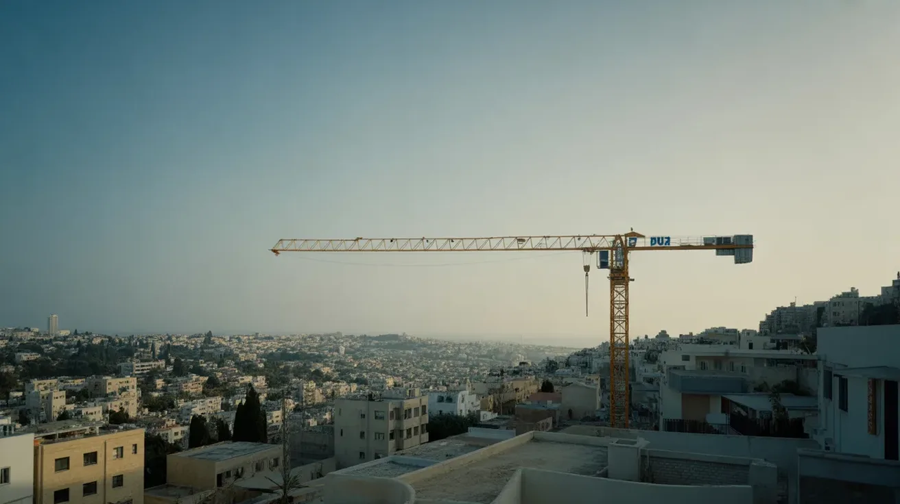 מנוף בנייה באתר פינוי בינוי — כמה זמן לוקח התהליך