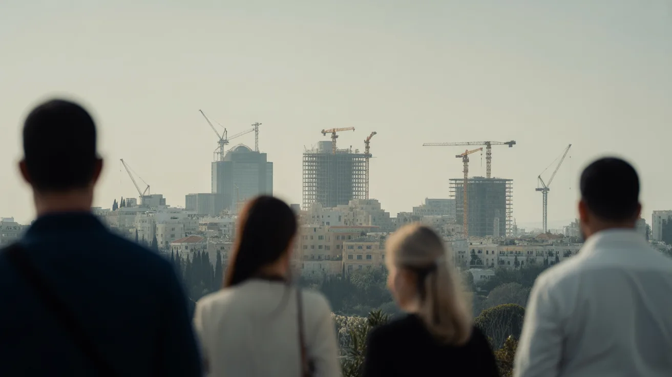 קו רקיע עם מנופים בשקיעה — השקעה בהתחדשות עירונית