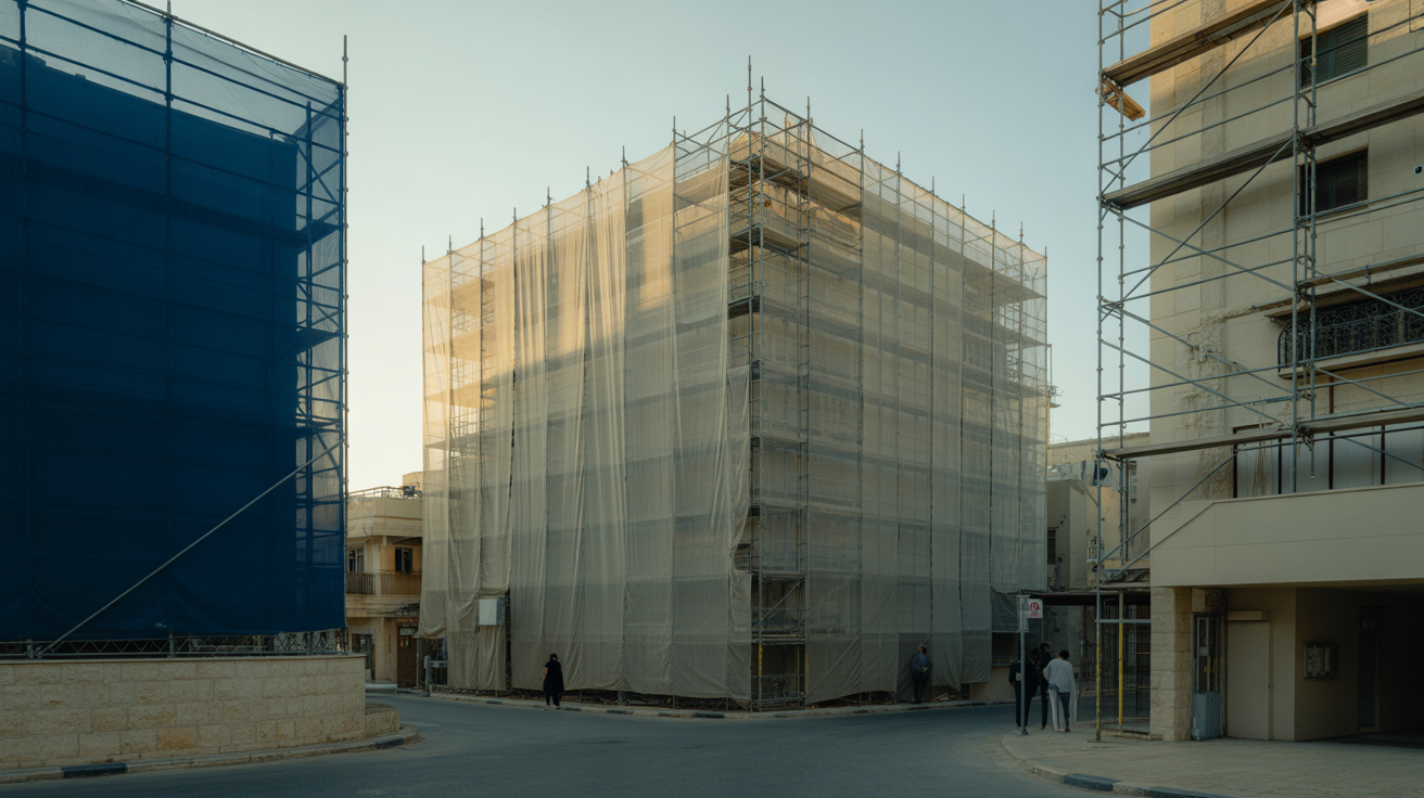 בניין עטוף רשת פיגומים — פוטנציאל אמיתי או סיפור